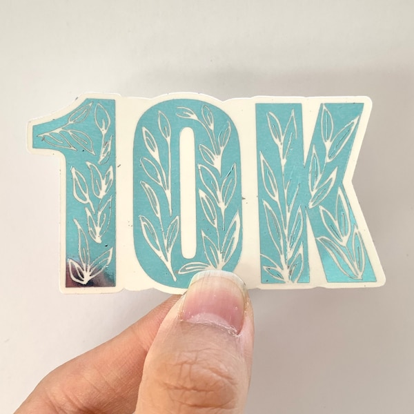 10k sticker, 10k  runner sticker, 10k decal, blue foil 10 km runner,  runner sticker