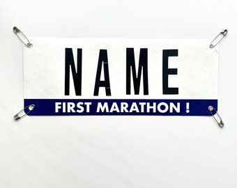 First marathon Race name bib , Custom race name bib, first marathon, race bib topper kit