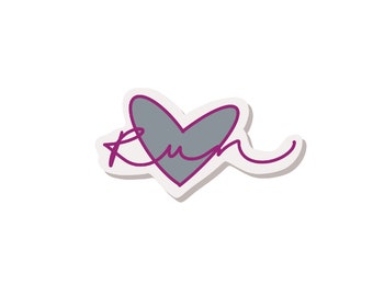 Pink heart Runner sticker | gift for runner | I love running sticker | run planner sticker | run bullet journal | run sticker