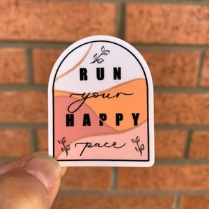 Run your happy pace sticker, Run sticker, sticker for runner, water bottle sticker, runner sticker, running sticker, runner planner sticker