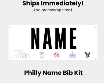 Philadelphia 26.2 Yell my name marathon bib topper kit! Race Name Tag Kit, Marathon Name bib, Philly Name Bib