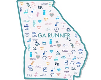 Georgia runner,marathon, GA sticker, water bottle sticker, track and field, running sticker, runner sticker, Georgia cross country sticker