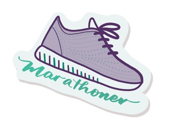 Marathoner Sneaker Sticker: Durable Vinyl Running Gift