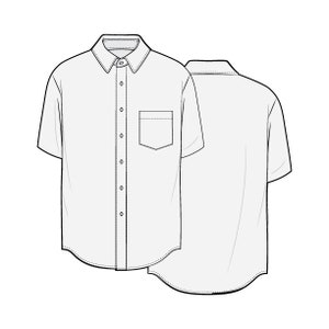 Oversized Short Sleeve Button up Shirt PDF Sewing Pattern Sizes XS / S ...