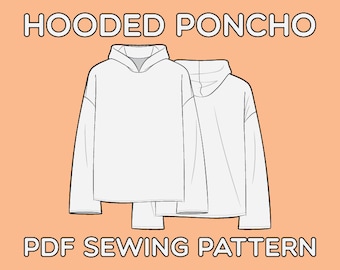 Hooded Poncho PDF Sewing Pattern Sizes XS / S / M / L / XL