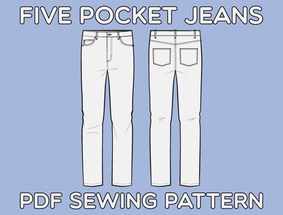 5 Pocket Jeans PDF Sewing Pattern Sizes 