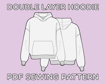 Double Layer Hoodie PDF Sewing Pattern Sizes XS / S / M / L / XL