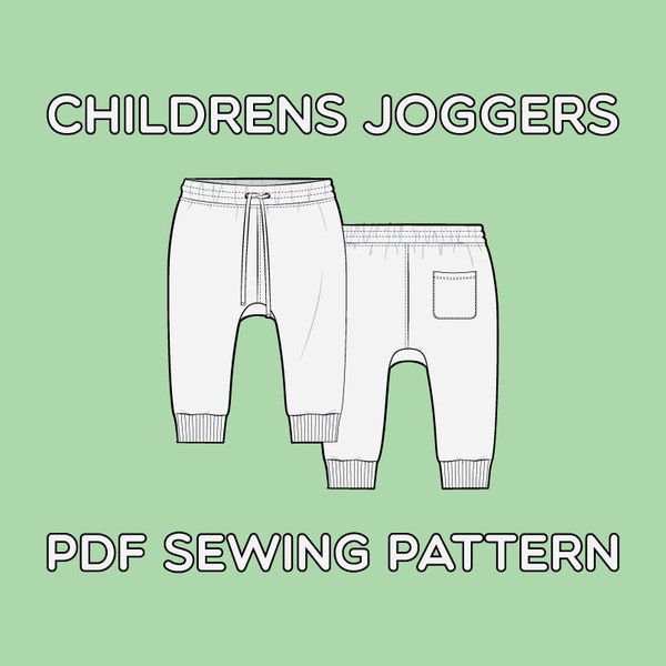 Children's Joggers PDF Sewing Pattern Sizes 0-3M / 3-6M / 6-9M / 9-12M / 12-18M / 18-24M / T2 / T3 / T4 / T5 / T6 / T7