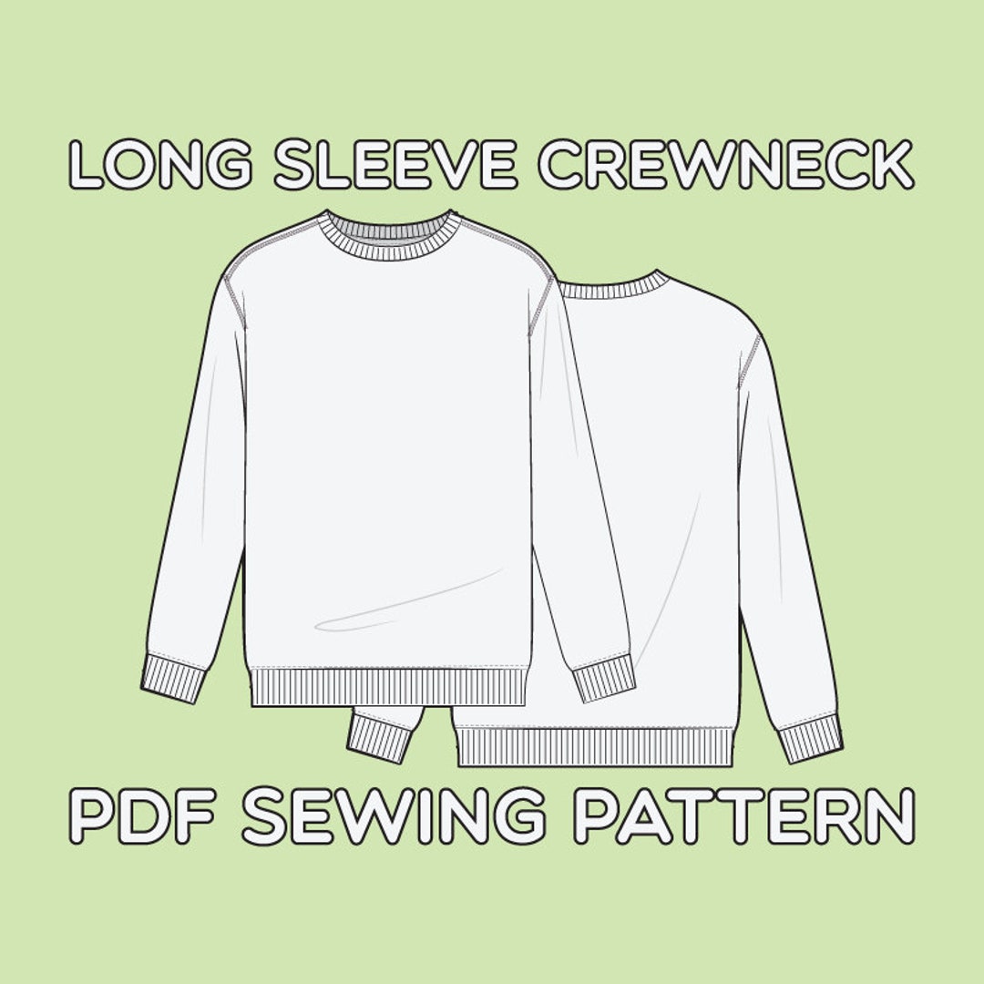 Long Sleeve Crewneck PDF Sewing Pattern Sizes XS / S / M / L / XL