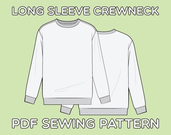 Long Sleeve Crewneck PDF Sewing Pattern Sizes XS / S / M / L / XL