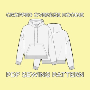 Cropped Oversize Hoodie PDF Sewing Pattern Sizes XS / S / M / L / XL