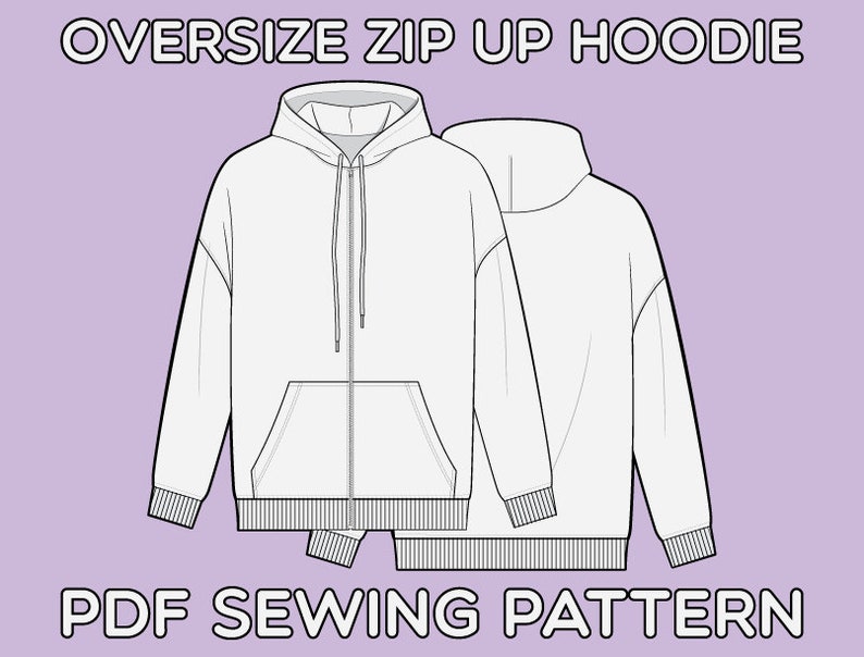 Oversize Zipper Hoodie PDF Sewing Pattern Sizes XS / S / M / L - Etsy