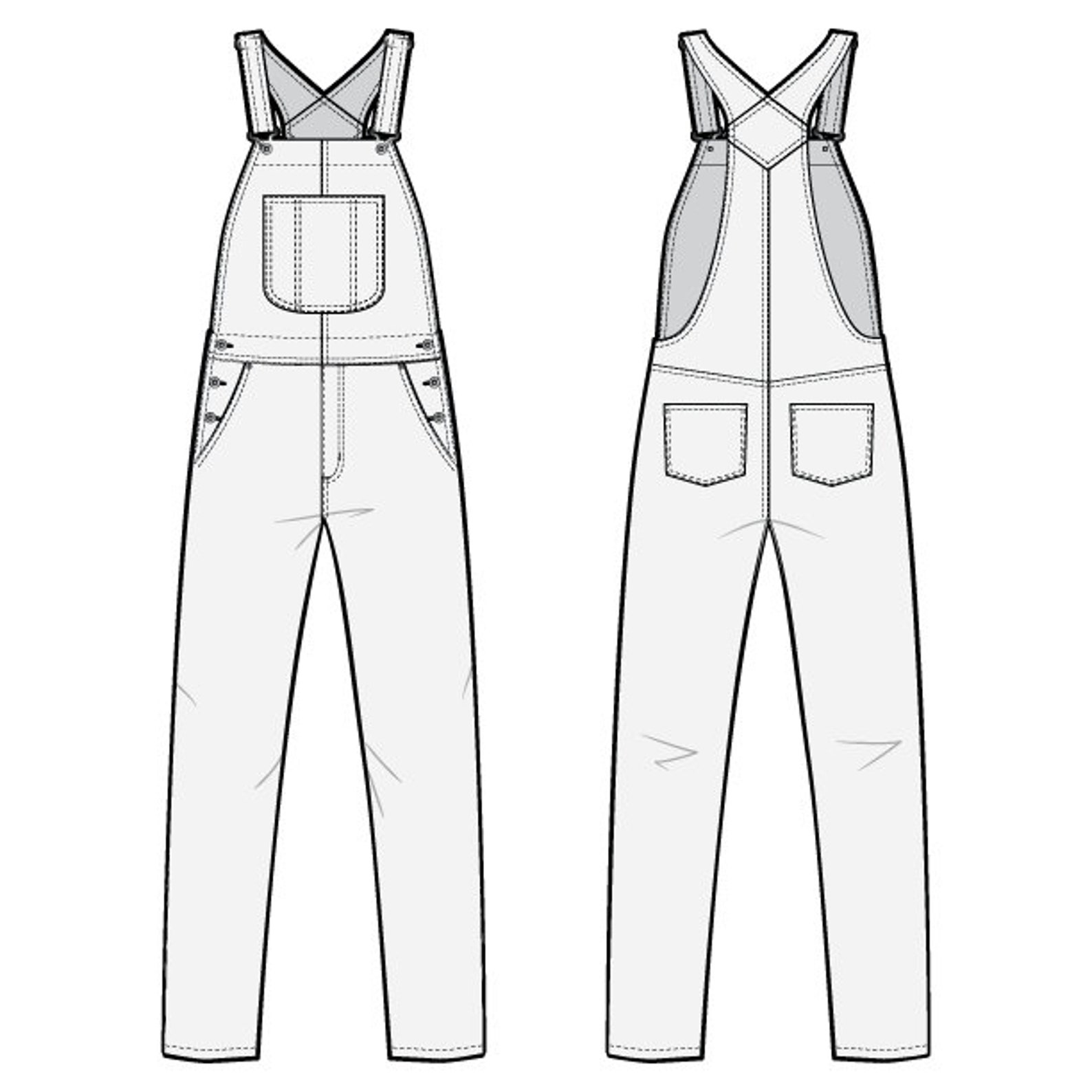 Slim Fit Overall Jeans PDF Sewing Pattern Sizes 28 / 29 / 30 / | Etsy