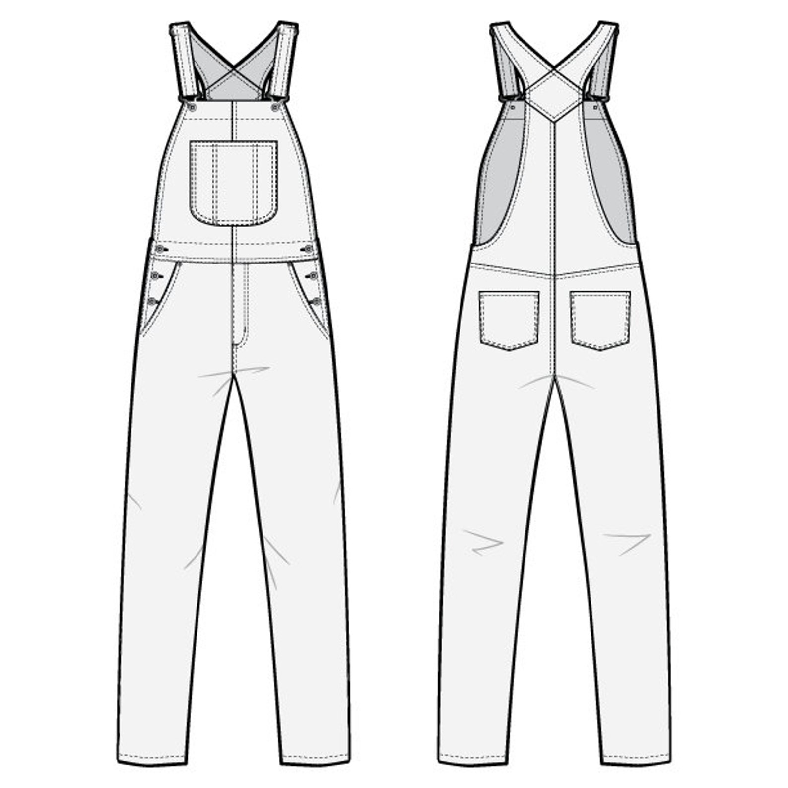 Slim Fit Overall Jeans PDF Sewing Pattern Sizes 28 / 29 / 30 / 31 / 32 ...