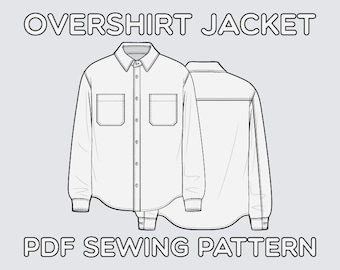 Overshirt Jacket PDF Sewing Pattern Sizes XS / S / M / L / XL