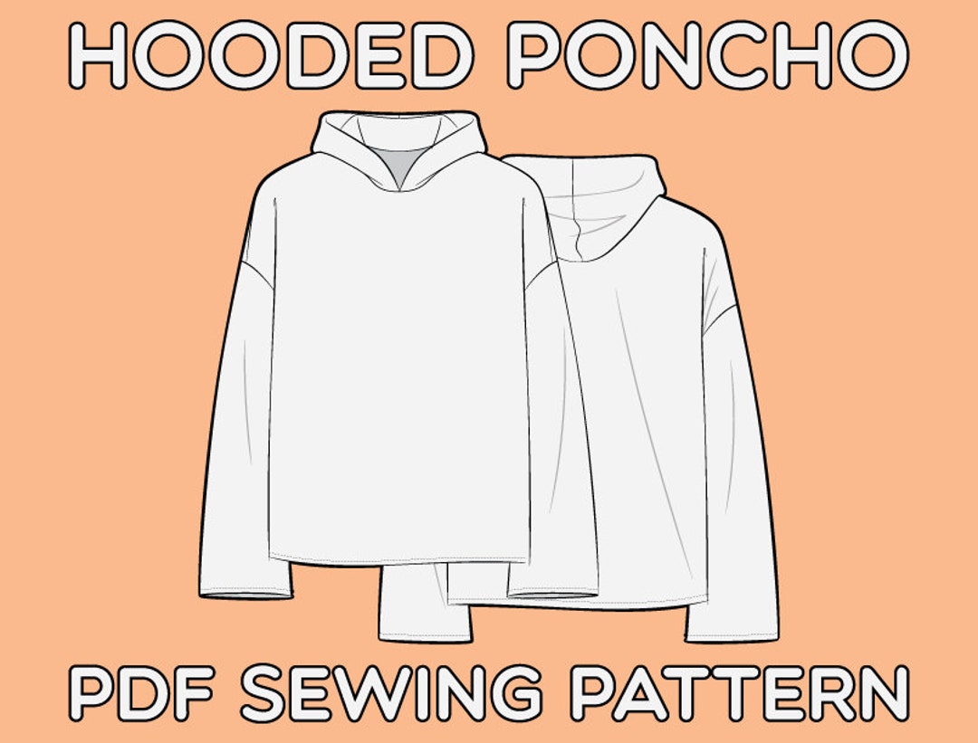 Hooded Poncho PDF Sewing Pattern Sizes XS / S / M / L / XL Etsy