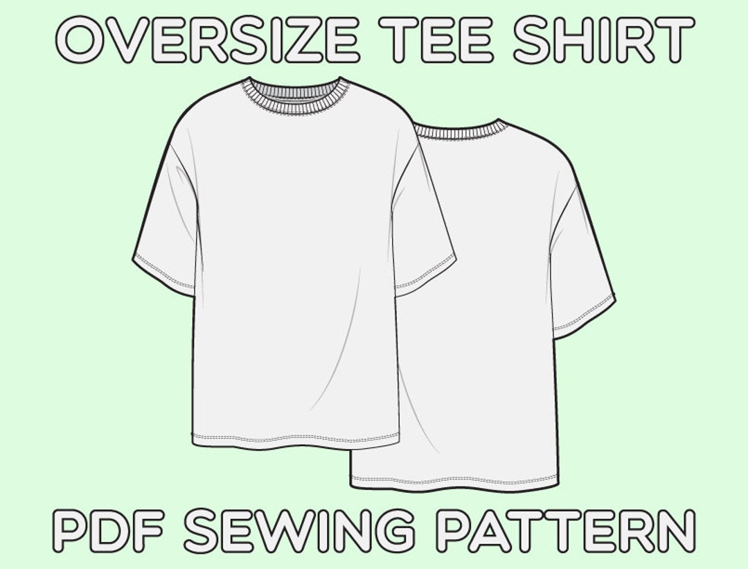 Oversize Tee Shirt PDF Sewing Pattern Sizes XS / S / M / L / XL