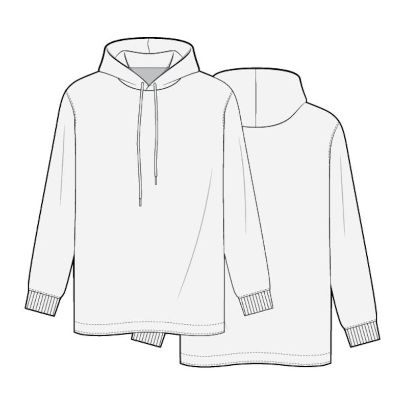 Hooded Long Sleeve Tee Shirt PDF Sewing Pattern Sizes XS / S / Etsy UK