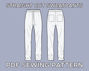 Straight Cut Sweatpants PDF Sewing Pattern Sizes XS / S / M / L / XL