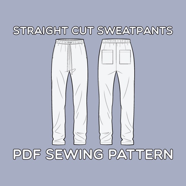 Straight Cut Sweatpants PDF Sewing Pattern Sizes XS / S / M / L / XL