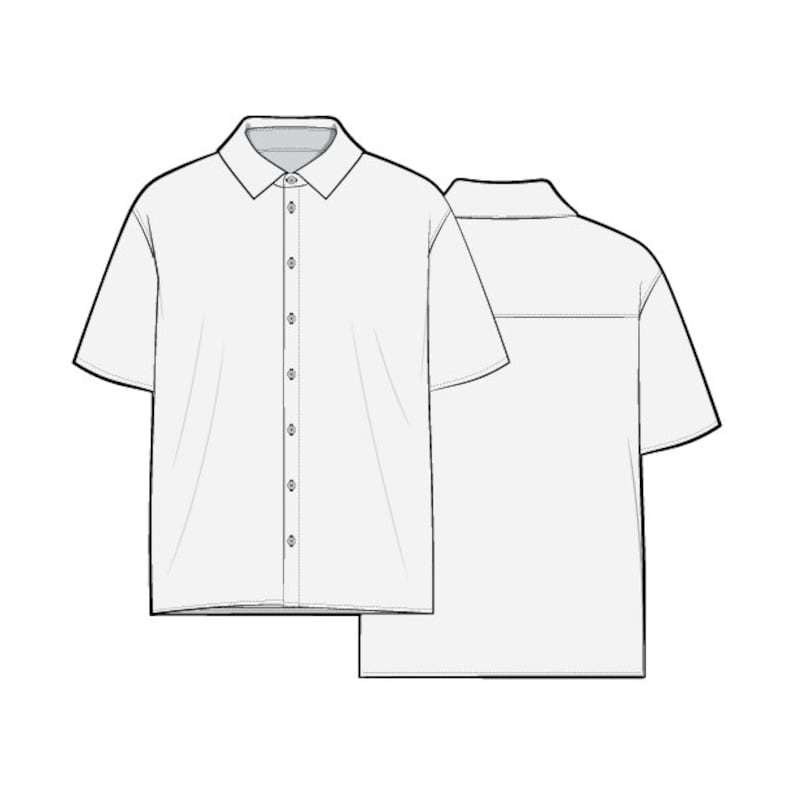 Short Sleeve Button up Shirt PDF Sewing Pattern Sizes XS / S / - Etsy