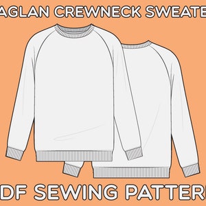 Long Sleeve Raglan Crewneck PDF Sewing Pattern Sizes XS / S / | Etsy