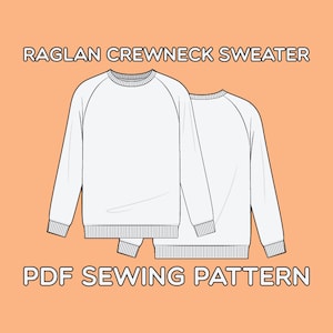 Long Sleeve Raglan Crewneck PDF Sewing Pattern Sizes XS / S / M / L / XL