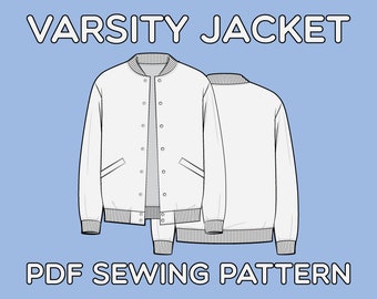 Varsity Jacket PDF Sewing Pattern Sizes XS / S / M / L / XL