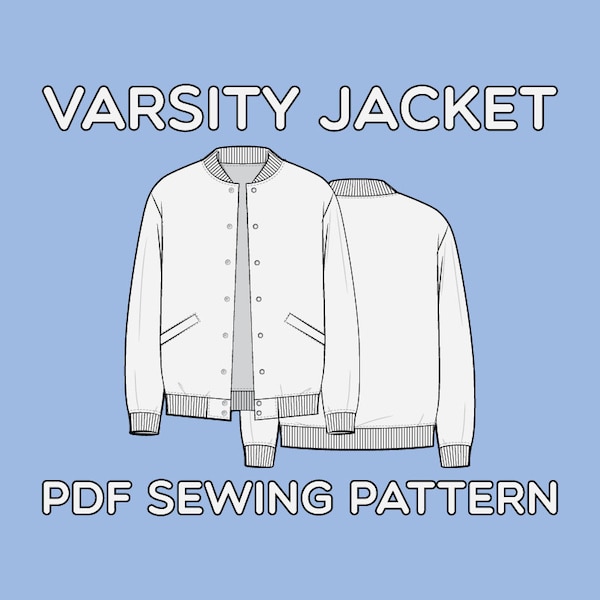 Varsity Jacket PDF Sewing Pattern Sizes XS / S / M / L / XL