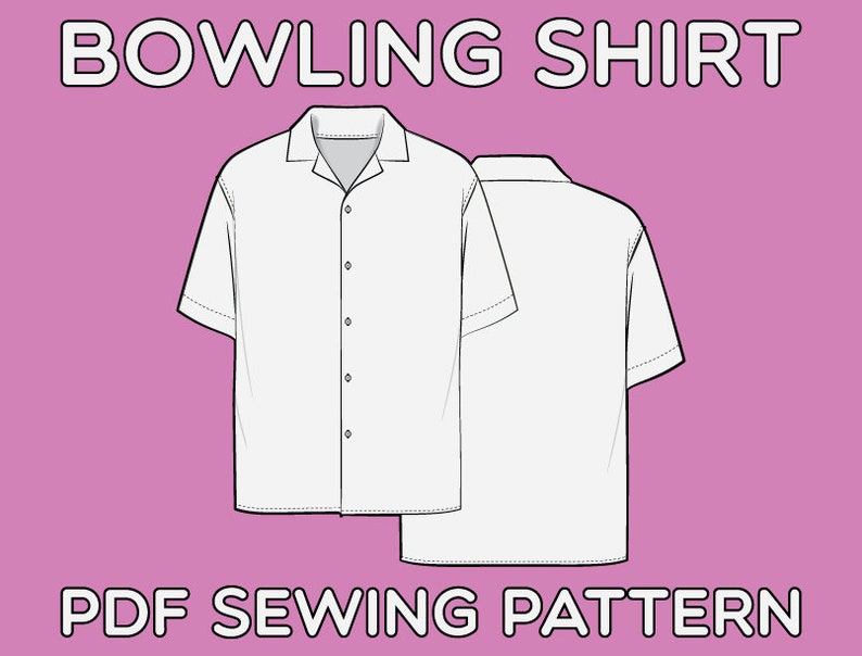1950s Sewing Patterns | Dresses, Skirts, Tops, Mens     Bowling Shirt PDF Sewing Pattern Sizes XS / S / M / L / XL  AT vintagedancer.com