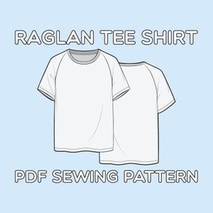 Raglan Tee Shirt PDF Sewing Pattern Sizes XS / S / M / L / XL