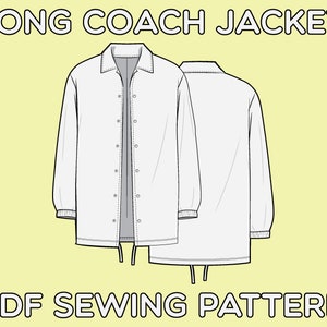 Long Coach Jacket PDF Sewing Pattern Sizes XS / S / M / L / XL | Etsy