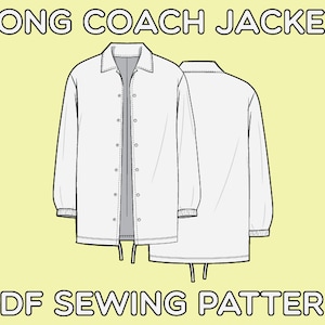 Long Coach Jacket PDF Sewing Pattern Sizes XS / S / M / L / XL | Etsy