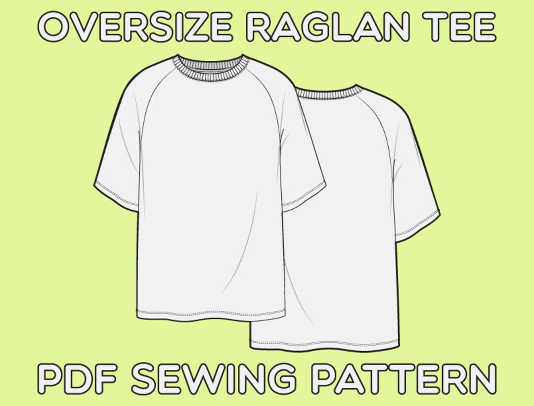 Oversize Raglan Tee Shirt PDF Sewing Pattern Sizes XS / S / M / L / XL ...
