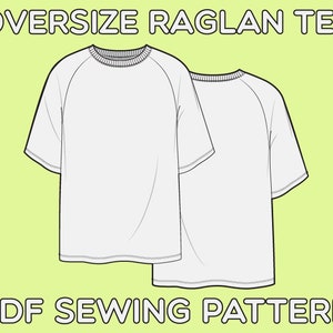 Oversize Tee Shirt Pdf Sewing Pattern Sizes Xs S M L Etsy