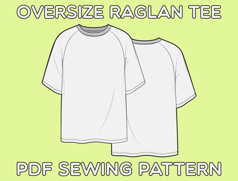 Oversize Raglan Tee Shirt PDF Sewing Pattern Sizes XS / S / M - Etsy