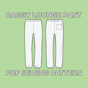 Baggy Cut Lounge Pants PDF Sewing Pattern Sizes XS / S / M / L / XL