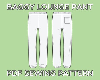 Baggy Cut Lounge Pants PDF Sewing Pattern Sizes XS / S / M / L / XL