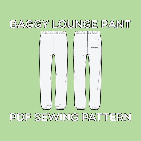 Baggy Cut Lounge Pants PDF Sewing Pattern Sizes XS / S / M / L / XL