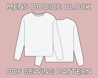 Mens Bodice Block PDF Pattern Sizes XS / S / M / L / XL