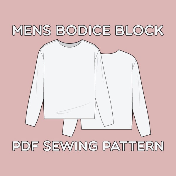 Mens Bodice Block PDF Pattern Sizes XS / S / M / L / XL