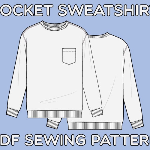 Pocket Long Sleeve Sweatshirt PDF Sewing Pattern Sizes XS / S - Etsy
