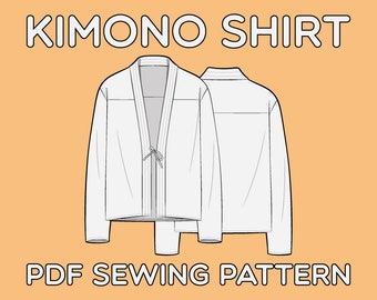 Kimono Shirt PDF Sewing Pattern Sizes XS / S / M / L / XL