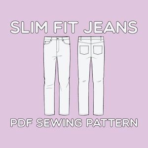 Slim Fit 5 Pocket Jeans PDF Sewing Pattern Sizes 28 / 29 / 30 / 31 / 32 / 33 / 34 / 36