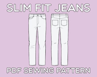 Slim Fit 5 Pocket Jeans Sewing Pattern (PDF Download)