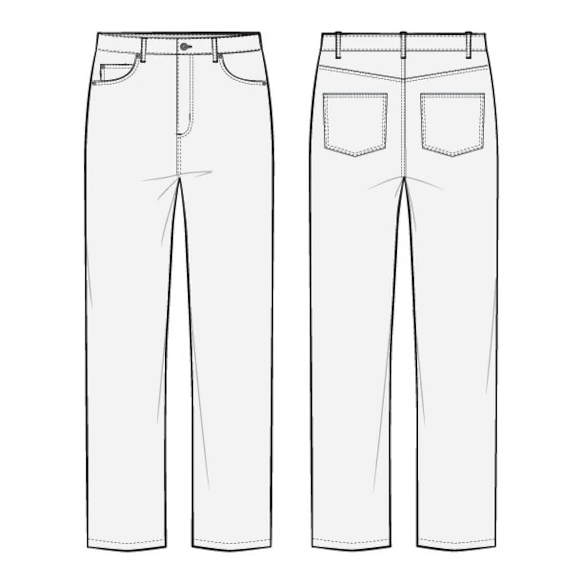 Baggy 5 Pocket Jeans PDF Sewing Pattern Sizes 28 / 29 / 30 / - Etsy