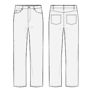 Baggy 5 Pocket Jeans PDF Sewing Pattern Sizes 28 / 29 / 30 / 31 / 32 ...