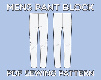 Mens Pant Block PDF Pattern Sizes 28 / 29 / 30 / 31 / 32 / 33 / 34 / 36