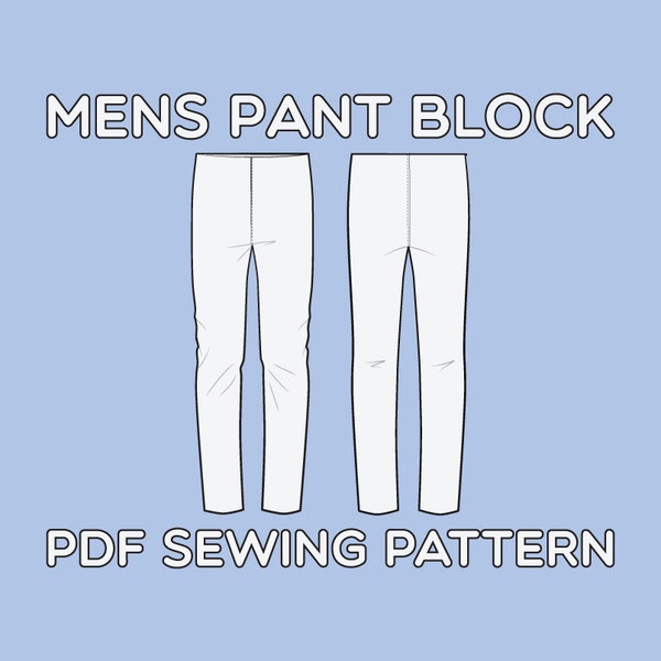 Mens Pant Block PDF Pattern Sizes 28 / 29 / 30 / 31 / 32 / 33 / 34 / 36