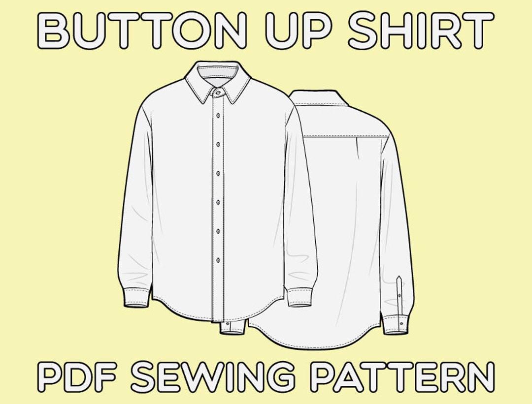 Button up Shirt PDF Sewing Pattern Sizes XS / S / M / L / XL Etsy